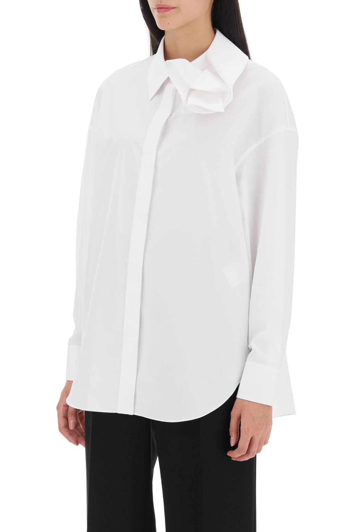 ALEXANDER MCQUEEN Floral White Cotton Poplin Shirt for Women