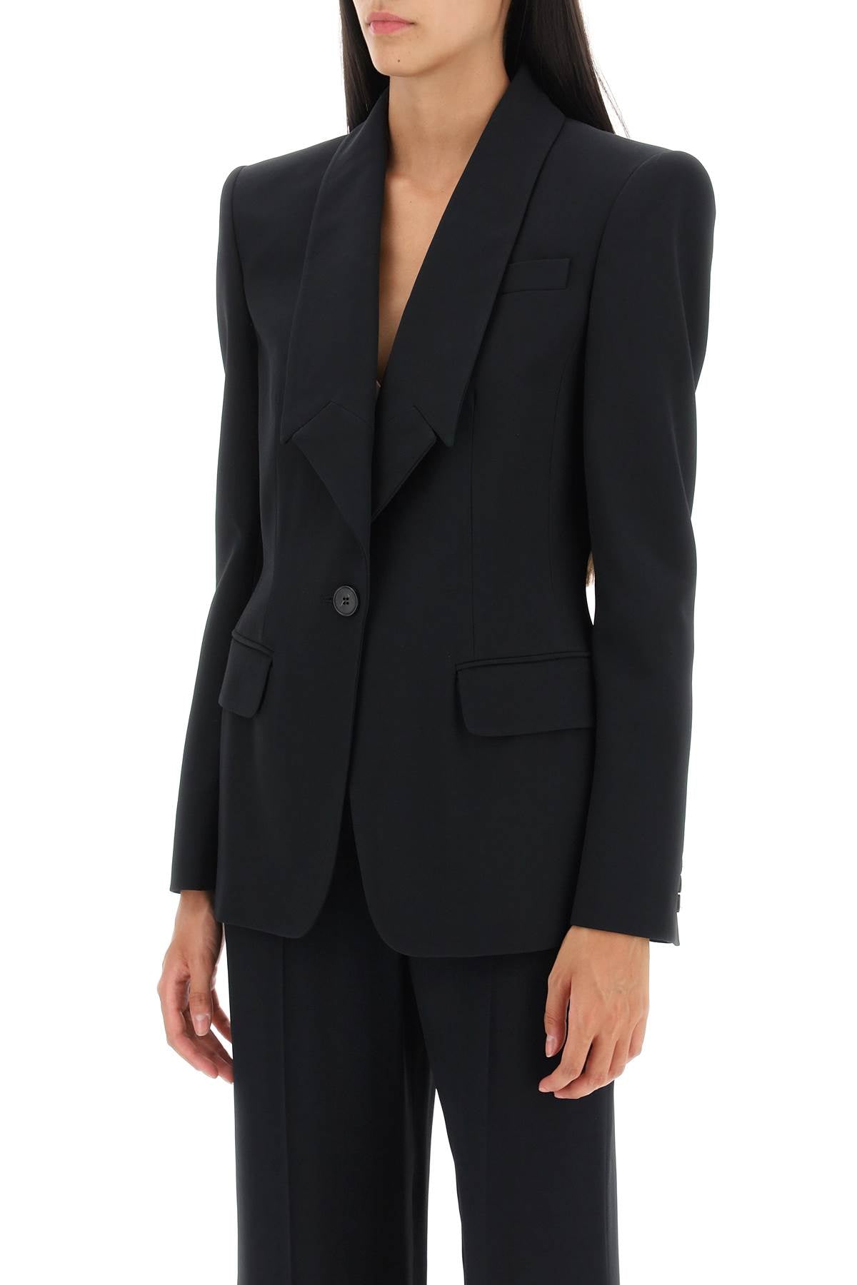 Upside-Down Peak Lapel Single-Breasted Jacket for Women