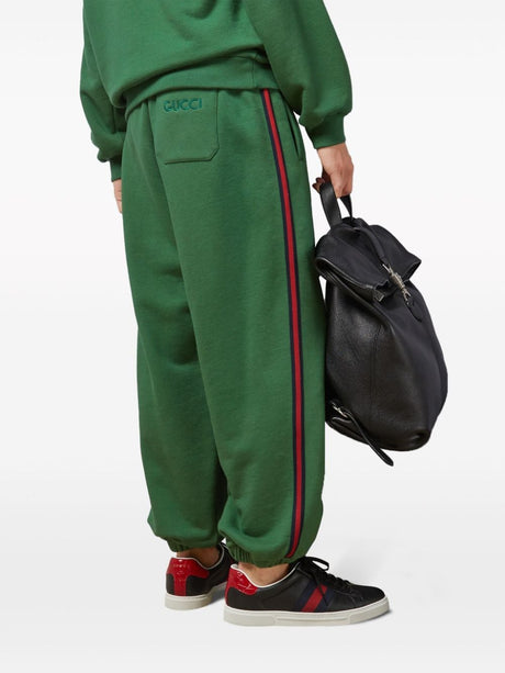 GUCCI Men's Green Cotton Trackpants for SS24 Collection