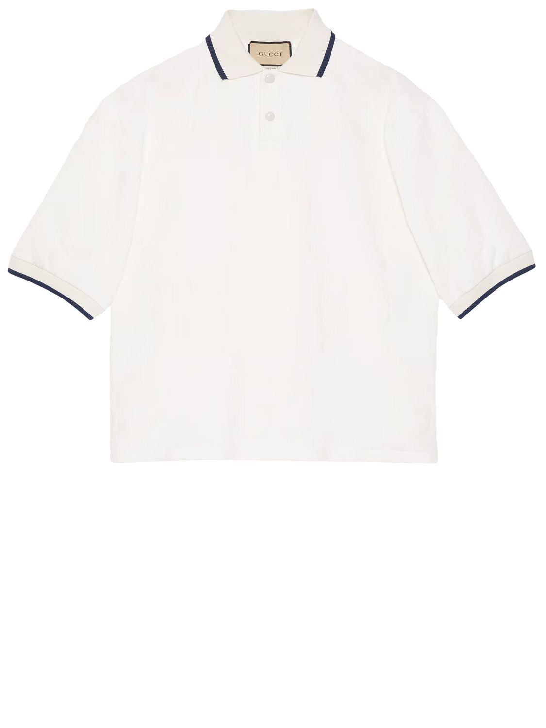 GUCCI Ivory Flocked Cotton Polo Shirt for Men - SS24 Collection