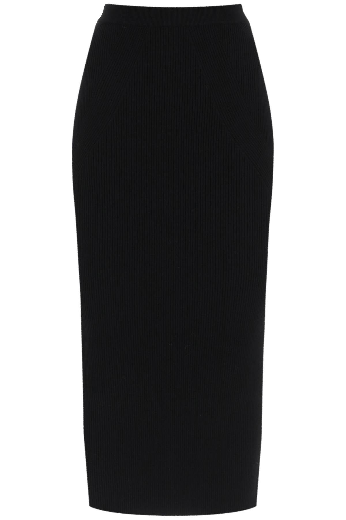 ALEXANDER MCQUEEN Night Shade Wool Ribbed Midi Skirt - FW23