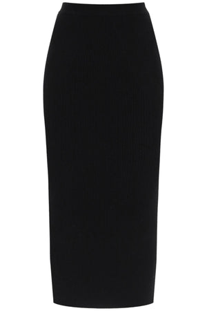 ALEXANDER MCQUEEN Night Shade Wool Ribbed Midi Skirt - FW23