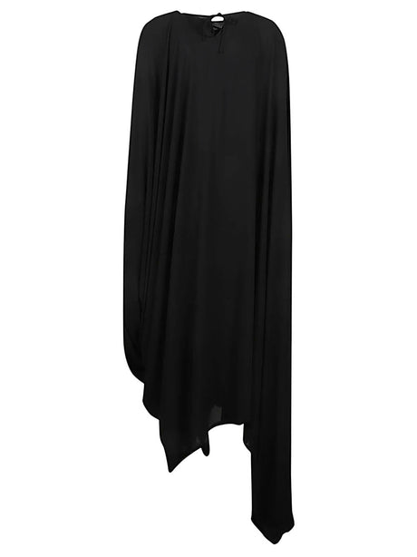 الفستان الأسود مع أكمام طويلة غير متماثل للنساء