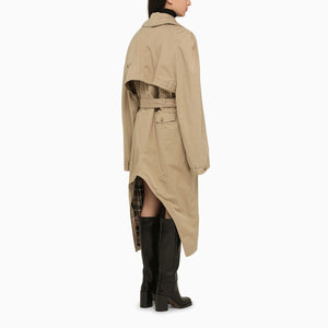 BALENCIAGA Asymmetrical Beige Cotton Trench Jacket for Women