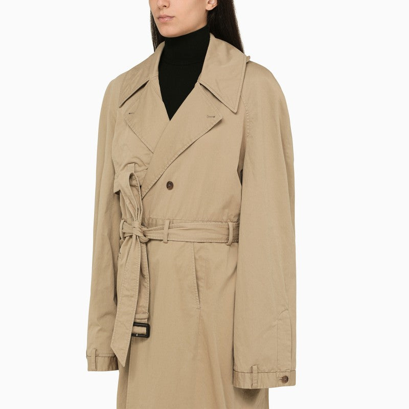 BALENCIAGA Asymmetrical Beige Cotton Trench Jacket for Women