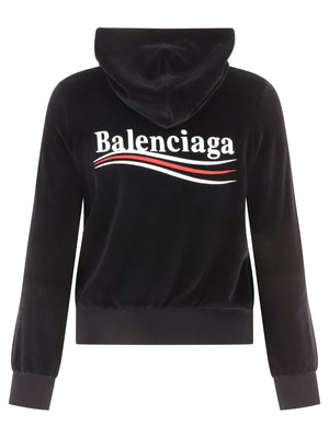 Black SS24 Political Campaign Zip-Up Hoodie for Women