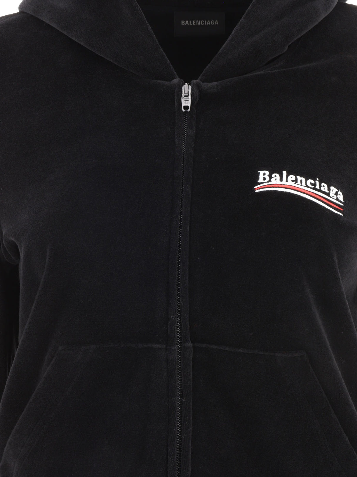 BALENCIAGA Black Political Campaign Zip-Up Hoodie for Women