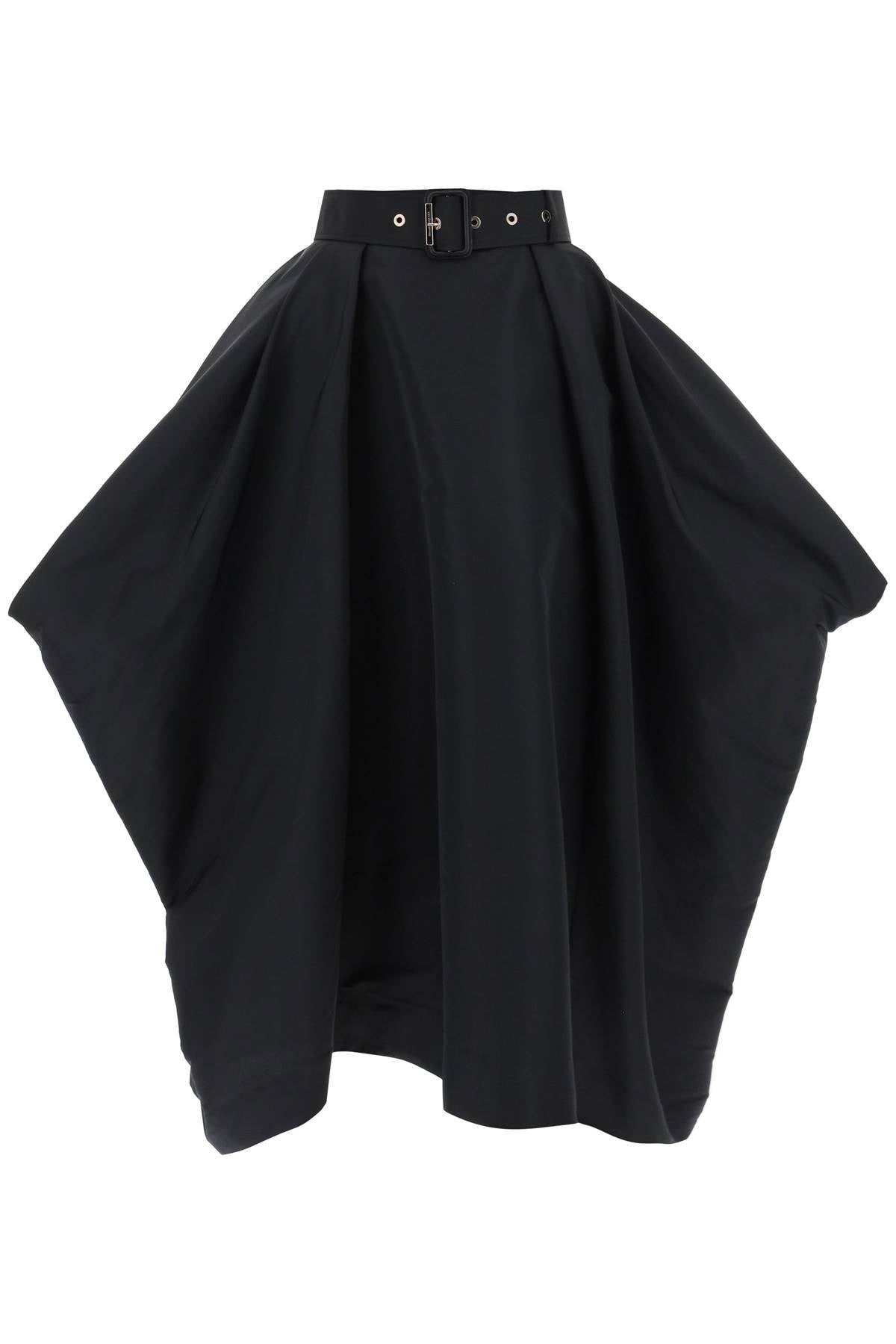 Black Pleated Peg-Top Skirt with Inverted Hem by FW23