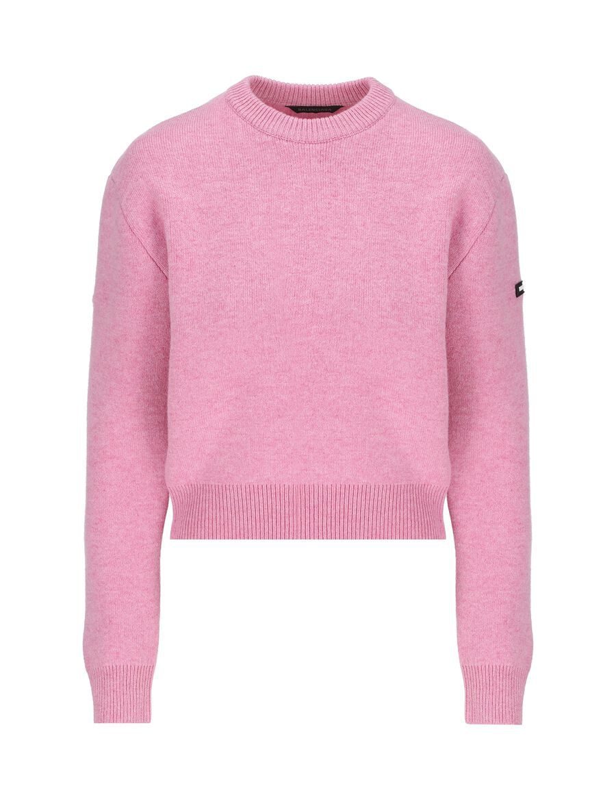 BALENCIAGA Pink Wool Round Neck Sweater for Women