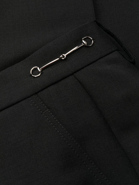 GUCCI Black Horsebit Wool Tailored Trousers for Women