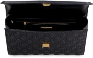 TORY BURCH Stylish Black Leather Convertible Shoulder Handbag for Women