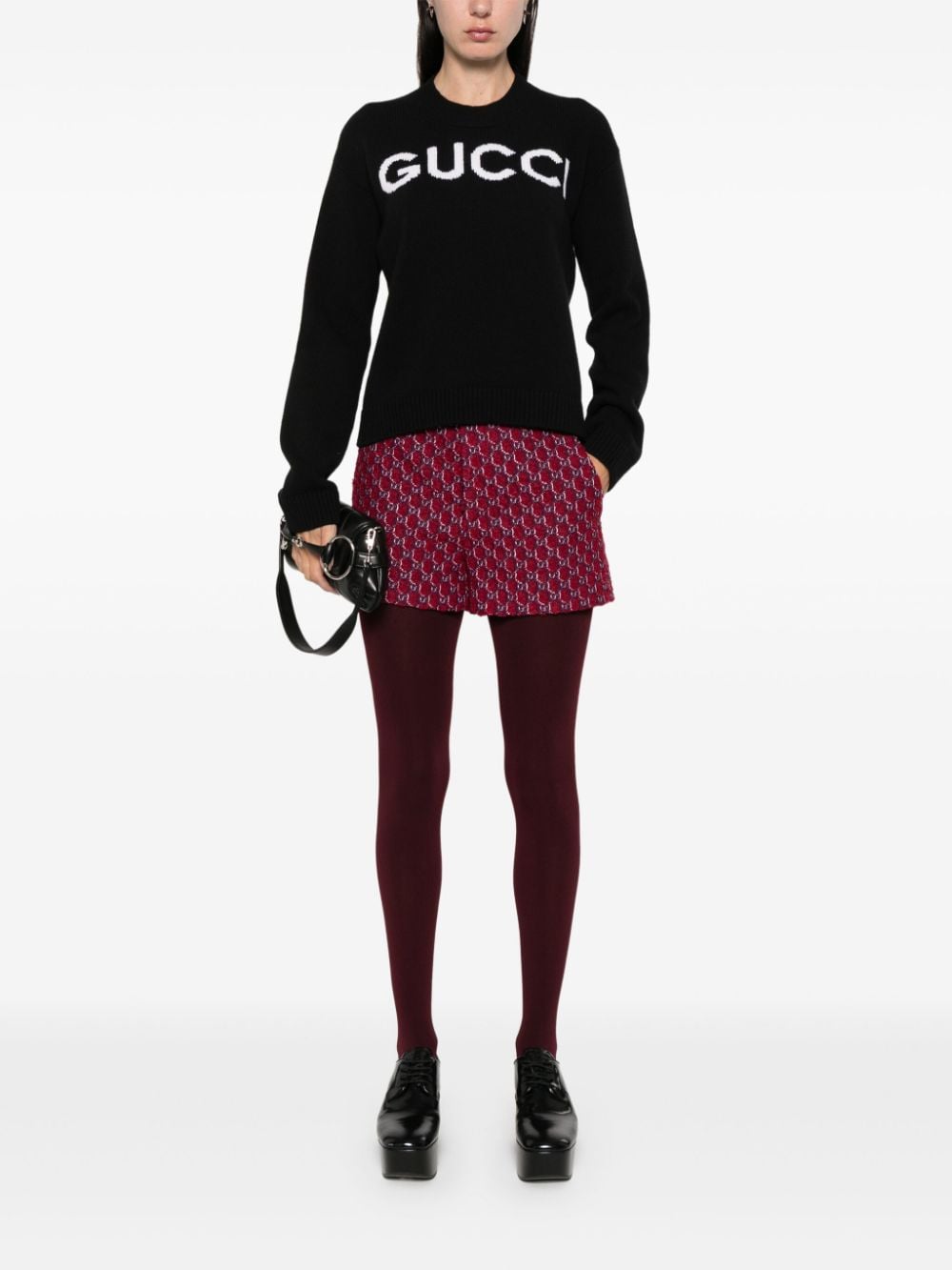 GUCCI Wool Crewneck Sweater with Logo - Women’s Fashion