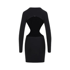 فستان قصير بقصات في اللون الأسود للنساء - مجموعة SS24