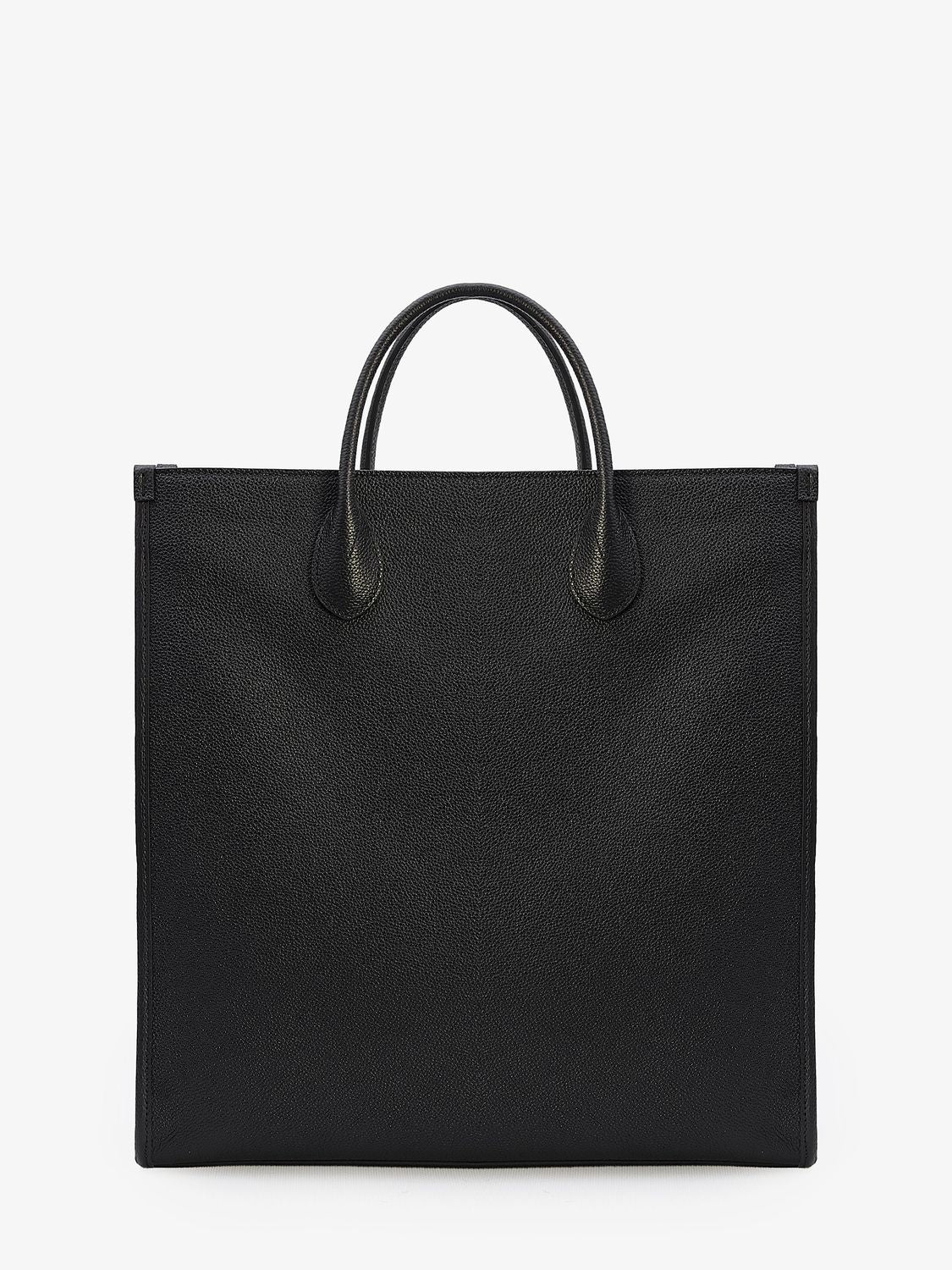 男性黑色真皮購物袋 - 配灰色和黑色GG織布飾邊，SS24必備