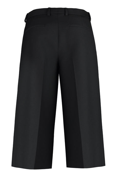 Luxurious Cropped Pants for Men in Black Wool-Silk Blend - SS24