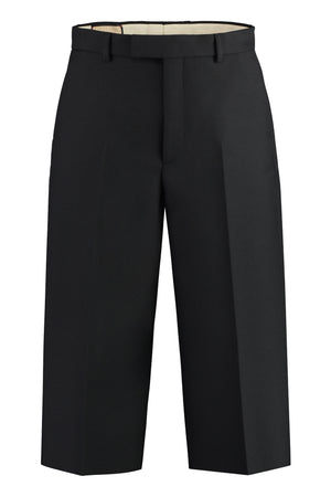 Luxurious Cropped Pants for Men in Black Wool-Silk Blend - SS24