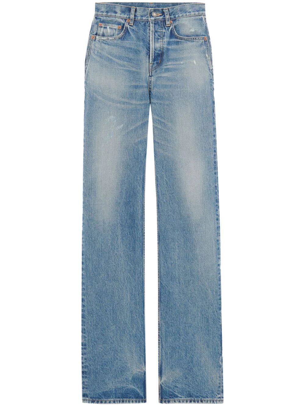 Washed-Out Distressed Straight-Leg Denim Jeans for Women - SS24 Collection