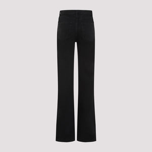 Long Straight Black Cotton Pants - SS24 Collection