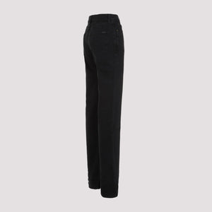 Long Straight Black Cotton Pants - SS24 Collection