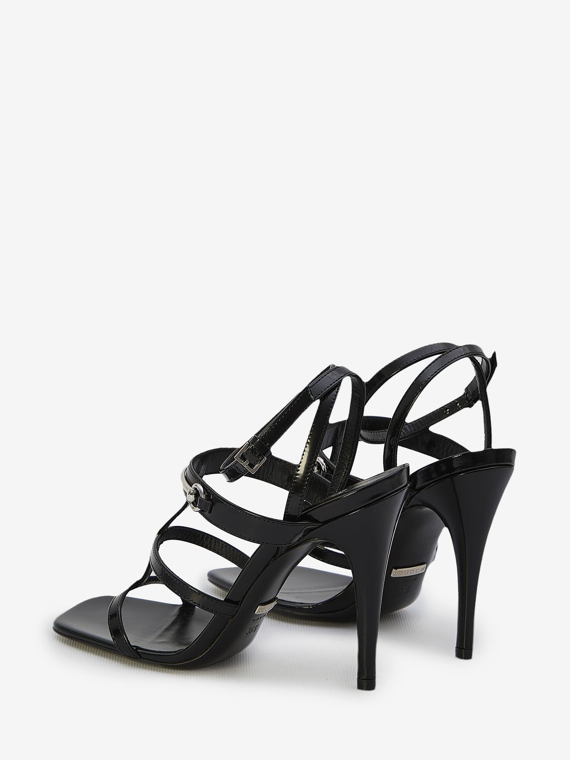 Elegant Black Leather Sandals with Silver Horsebit Detail