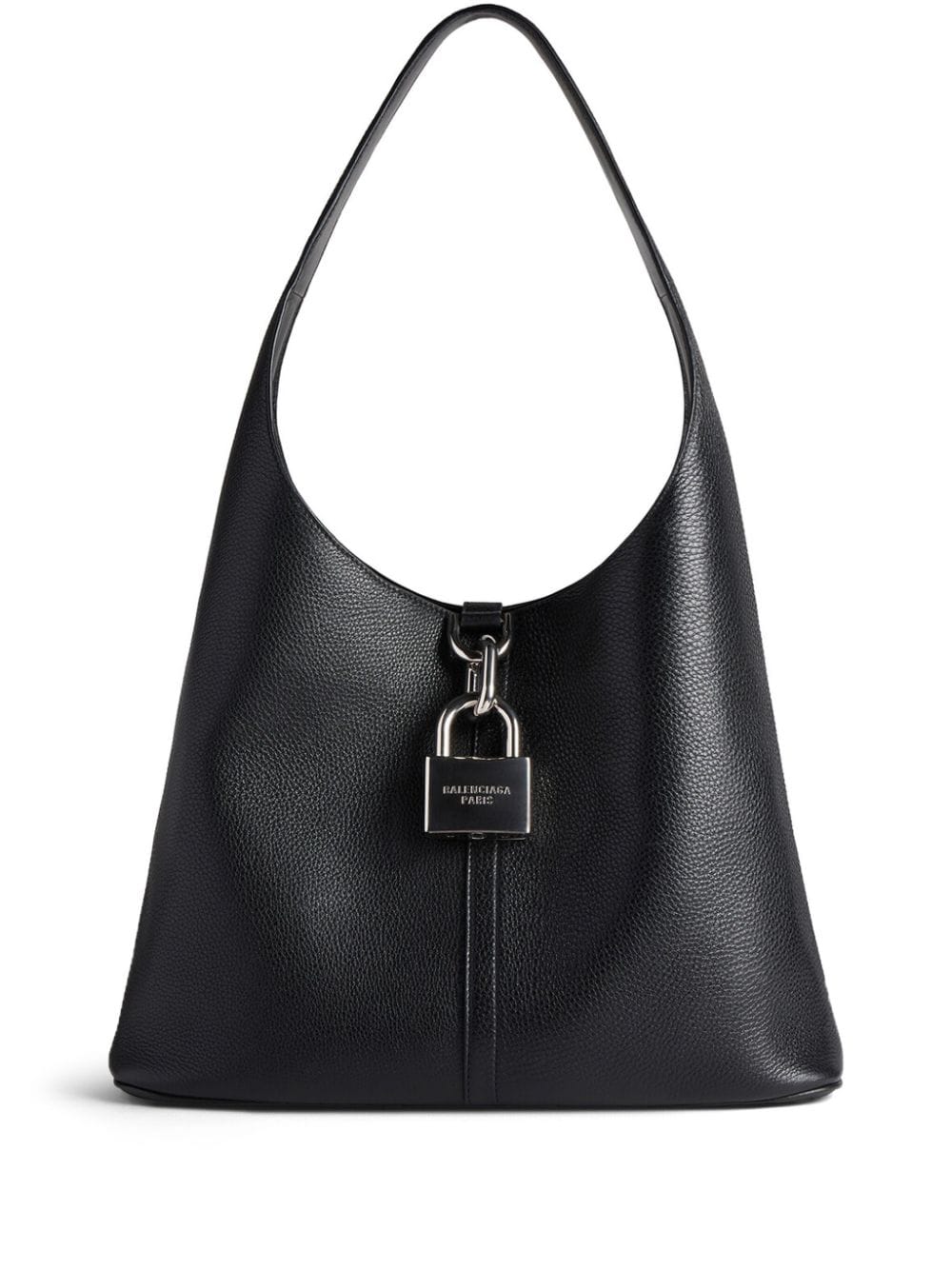 Black Grained Leather Tote Handbag for Women