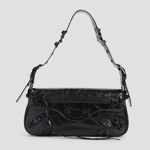 BALENCIAGA Elegant Mini Sling Handbag in Black Calf Leather - W:29CM H:12CM D:4CM