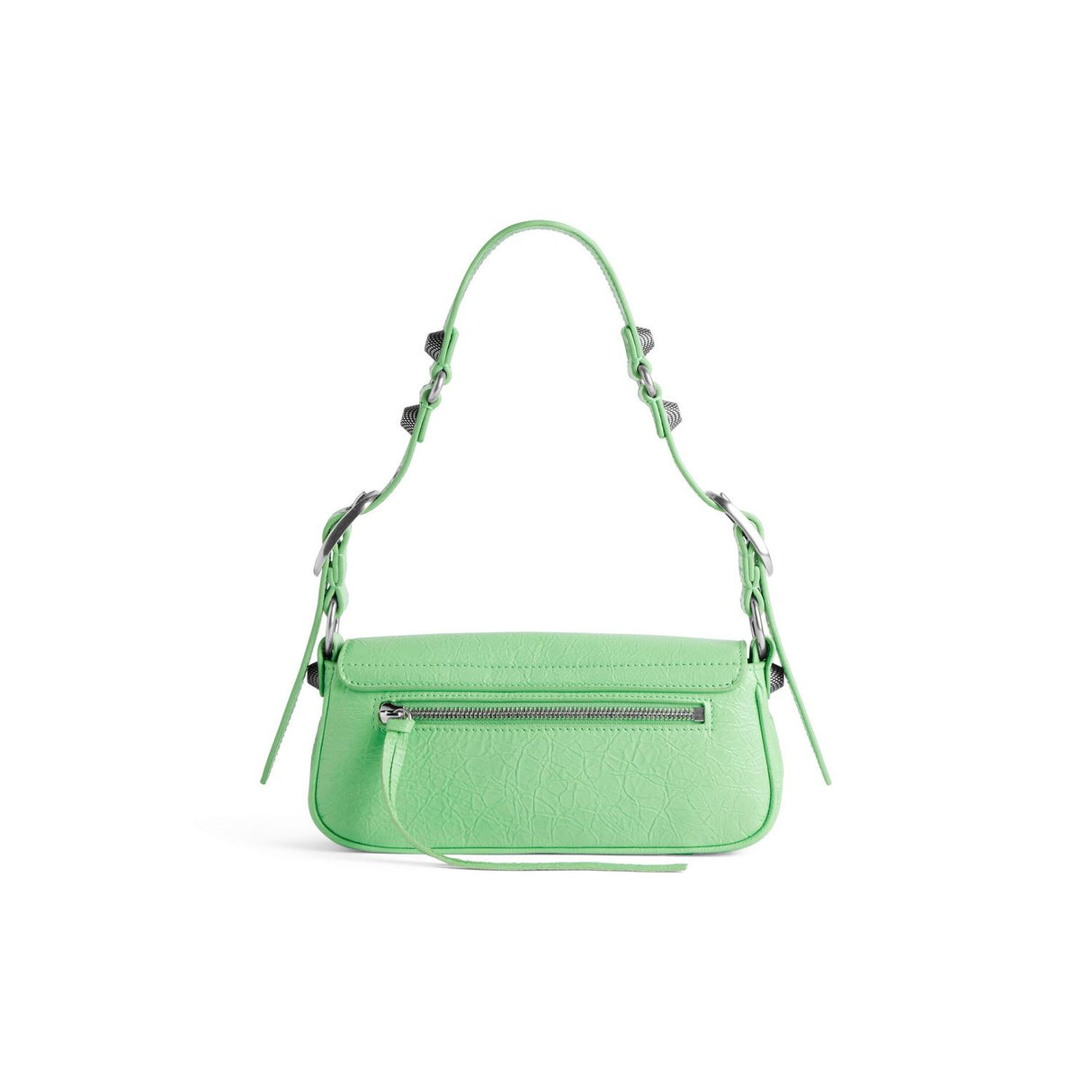 Rectangular Green Crossbody Bag for Women in Arena Leather with Metal Studs