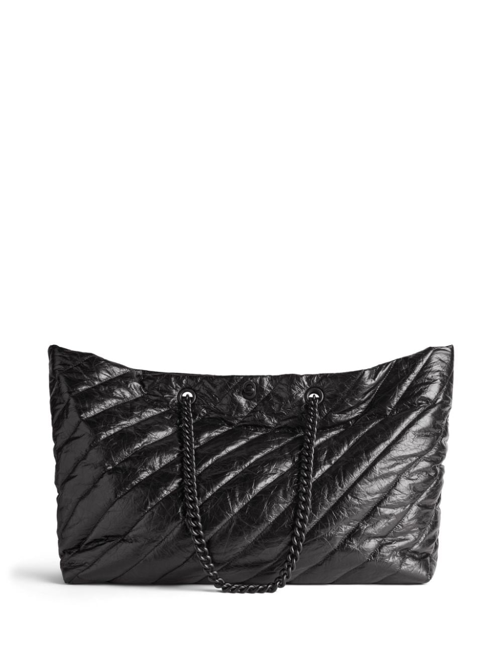 Quilted Leather Tote with Metallic Turn-Lock Closure and Chain Handles