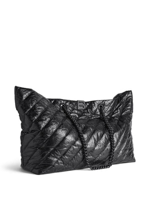 BALENCIAGA Quilted Crushed Calf BG Tote Bag - Black