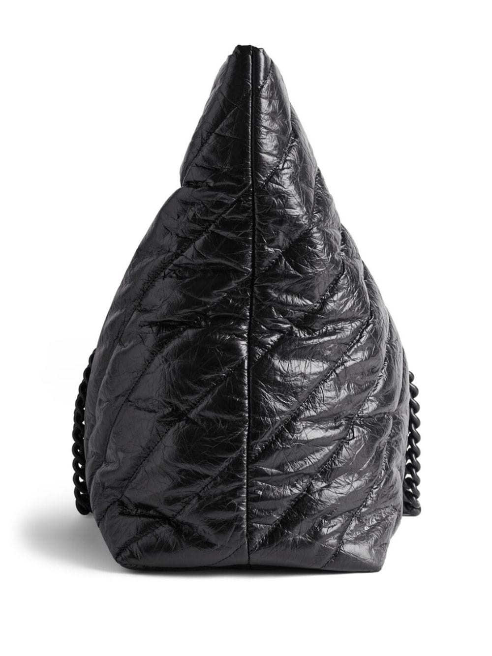 BALENCIAGA Black Quilted Leather Tote with Metallic Detail, Two Chain Handles and Internal Zippered Pocket for Women