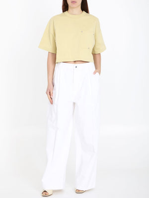 BOTTEGA VENETA White Cotton Trousers for Women - SS24 Collection