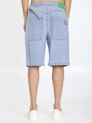 BOTTEGA VENETA Light Bleach Denim Shorts with Belt for Men