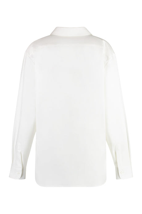 White Rounded Hem Cotton Shirt for Women