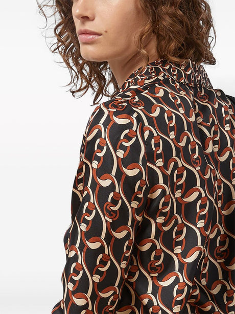 GUCCI Black Printed Silk Shirt for Women - SS24 Collection