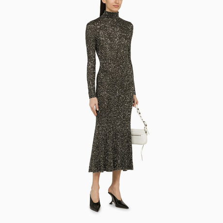 BALENCIAGA Black Shiny Sequined Maxi Dress for Women