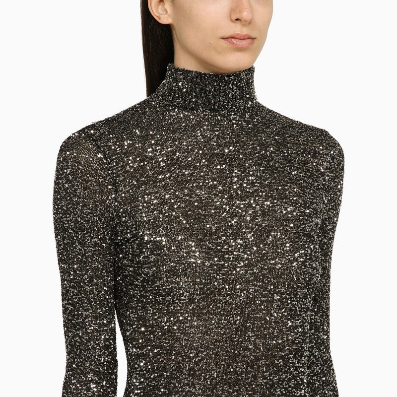 BALENCIAGA Black Shiny Sequined Maxi Dress for Women