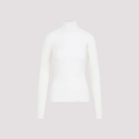 قميص قطني أبيض للنساء - ملابس محبوكة