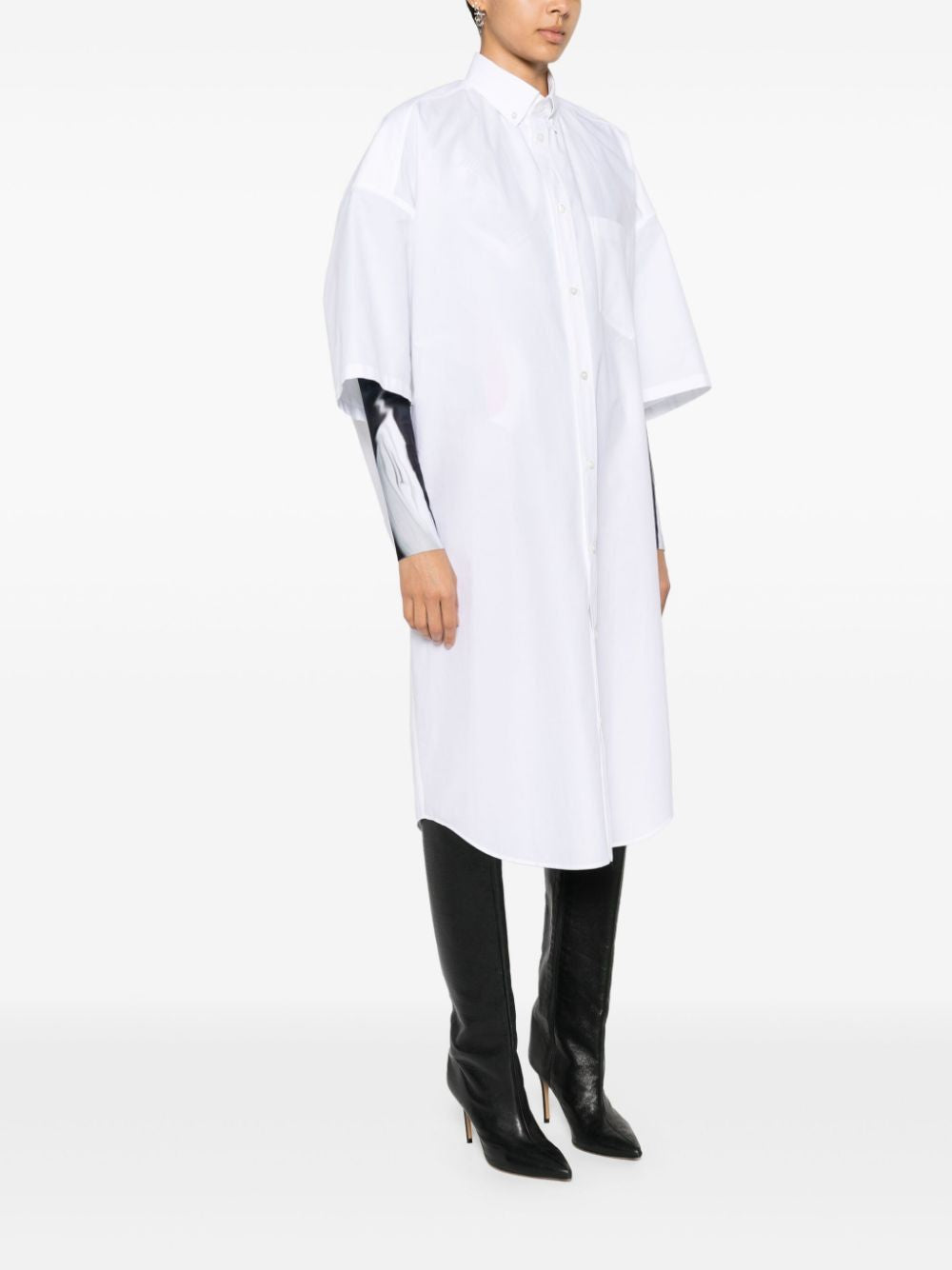 BALENCIAGA White Cocoon Mini Shirt Dress for Women