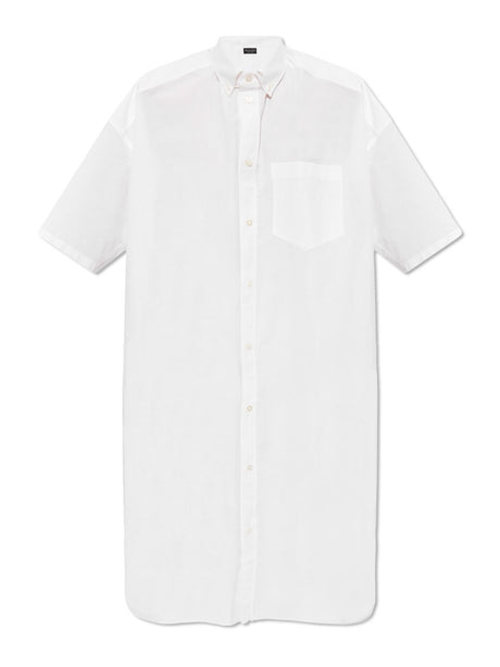 فستان قميص أبيض بأكمام قصيرة للنساء - ربيع/صيف 2024