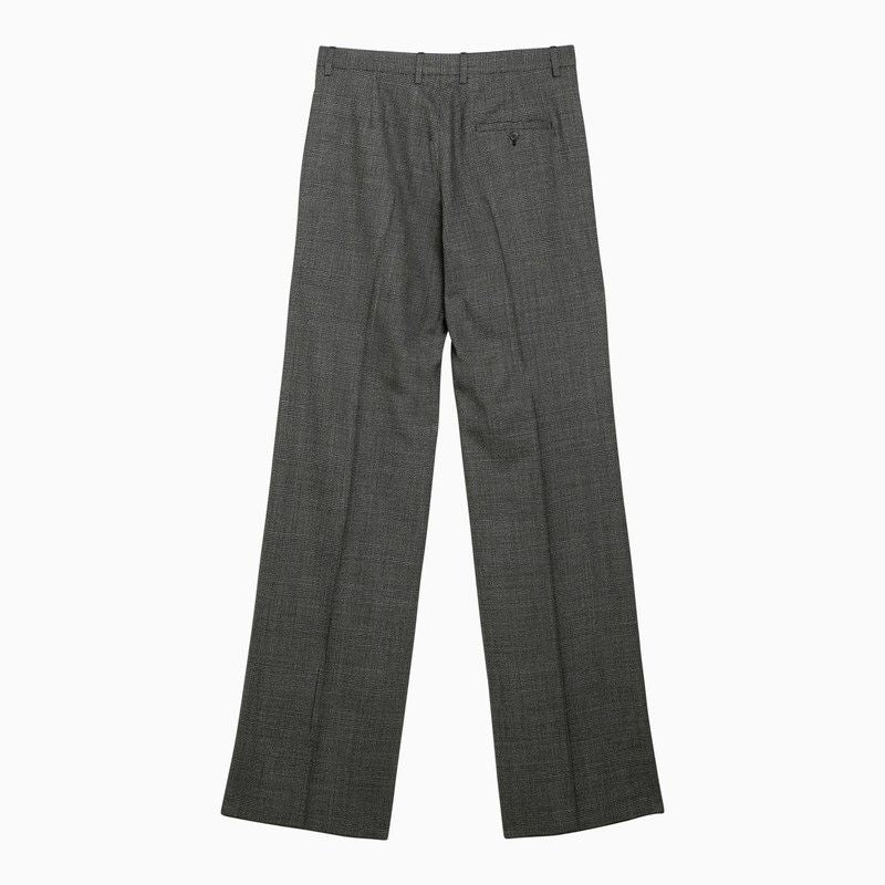 BALENCIAGA Black and Grey Wool Wide Trousers for Women - SS24