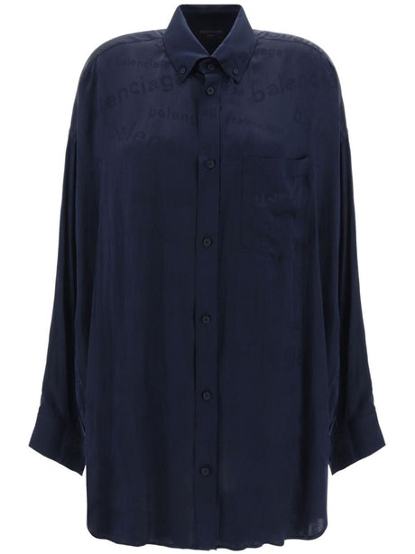 BALENCIAGA Logo Jacquard Silk Shirt for Women