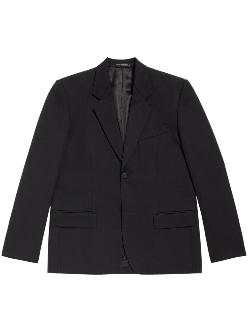 Men's Single-Breasted Wool Jacket in Black for SS24