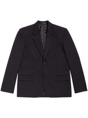 Men's Single-Breasted Wool Jacket in Black for SS24