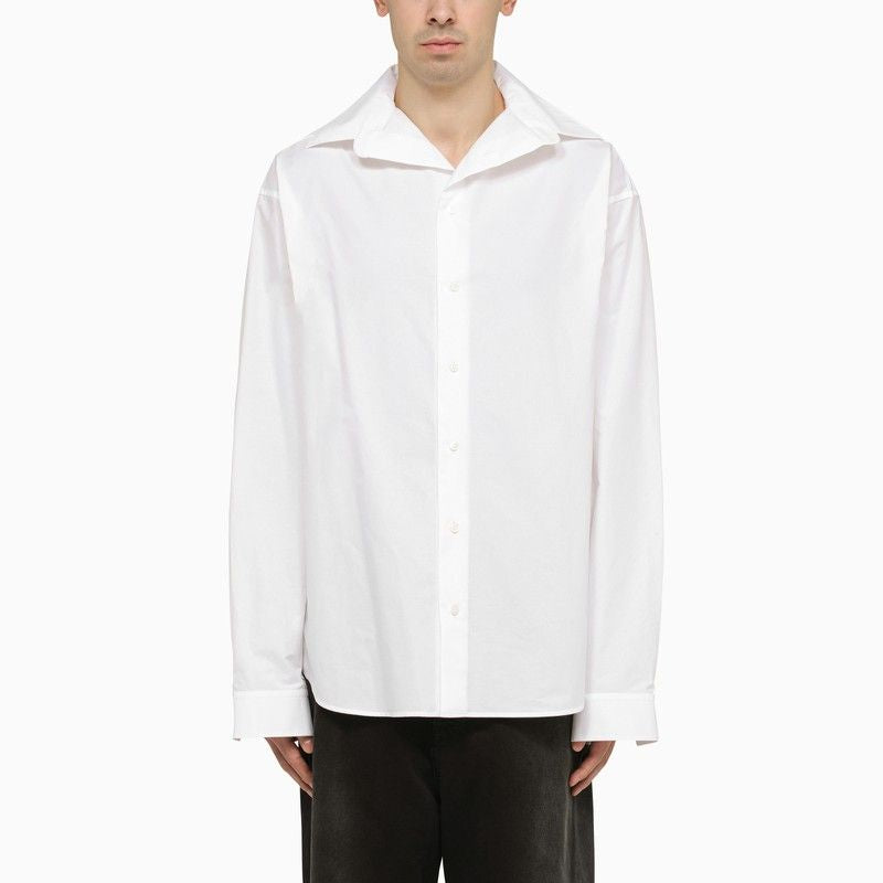 BALENCIAGA Oversized White Cotton Poplin Shirt for Men