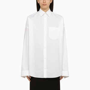 BALENCIAGA Oversized Cotton Shirt with Crystal Logo