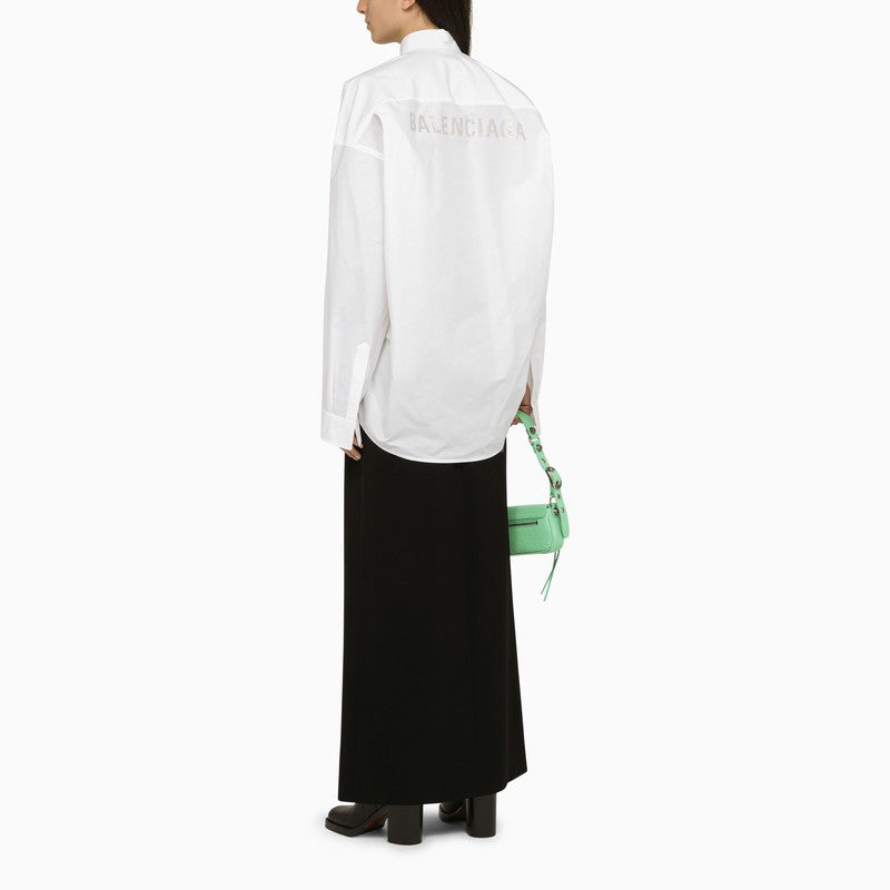 BALENCIAGA Oversized Cotton Shirt with Crystal Logo