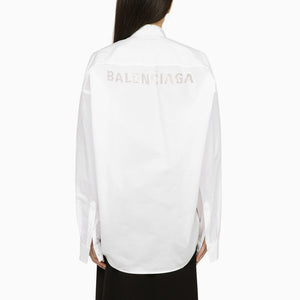 BALENCIAGA Oversized Cotton Shirt with Crystal Logo