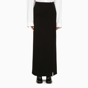 Classic Black Wool Long Skirt for Women - SS24 Collection