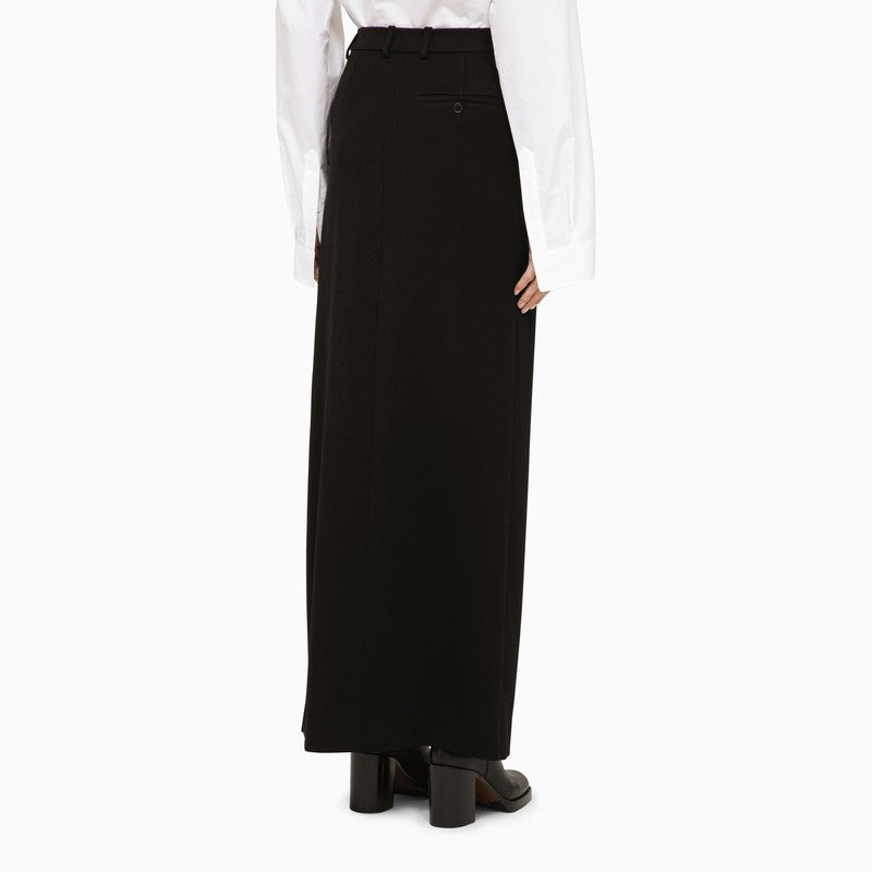 Classic Black Wool Long Skirt for Women - SS24 Collection