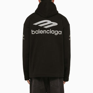 Áo khoác hoodie Oversized cho nam màu đen với họa tiết thể thao phản quang